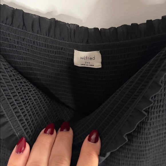 Wilfred Black Square Neck Smocked Long Sleeve Tiered Ruffle Mini Dress XXS - Picture 8 of 8